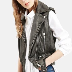 Topshop moto faux leather vest sz 4 small